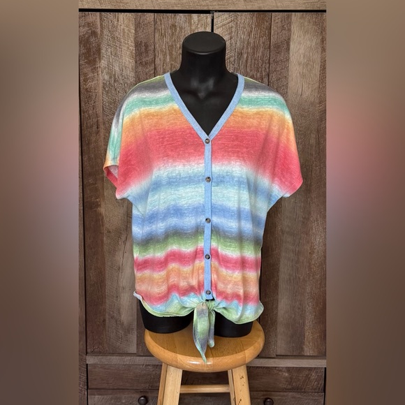 For The Republic Tops - For The Republic Bright Striped Button-Up Women's Top